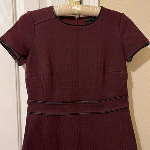 Ann Taylor dress with imitation leather around the waist and collar